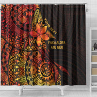 Niue Fakaalofa Atu Personalised Shower Curtain Whale Hiapo Fiery Motif LT7 - Polynesian Pride