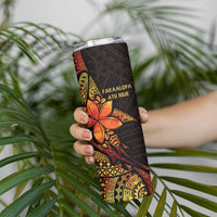 Niue Fakaalofa Atu Skinny Tumbler Whale Hiapo Fiery Motif LT7 - Polynesian Pride
