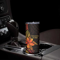 Niue Fakaalofa Atu Skinny Tumbler Whale Hiapo Fiery Motif LT7 - Polynesian Pride