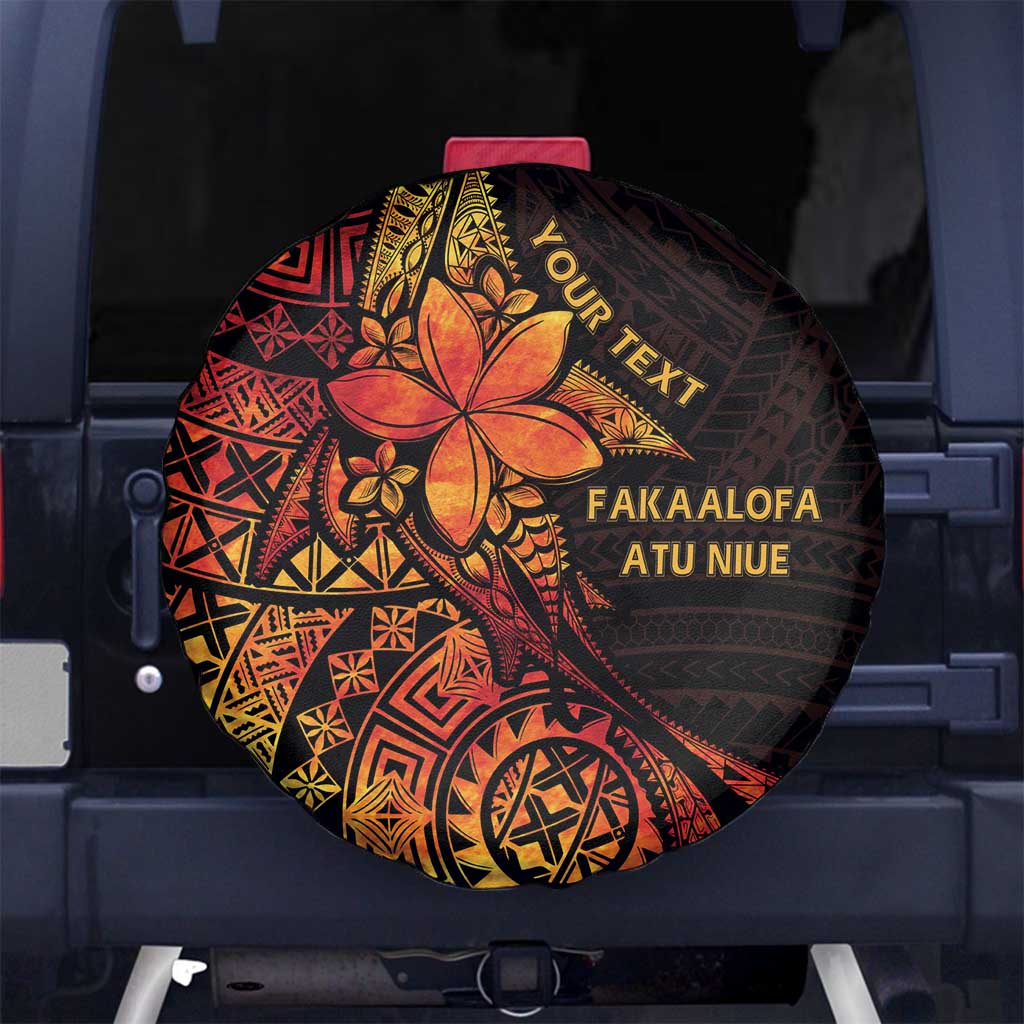 Niue Fakaalofa Atu Personalised Spare Tire Cover Whale Hiapo Fiery Motif LT7 - Polynesian Pride