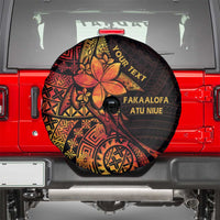 Niue Fakaalofa Atu Personalised Spare Tire Cover Whale Hiapo Fiery Motif LT7 - Polynesian Pride