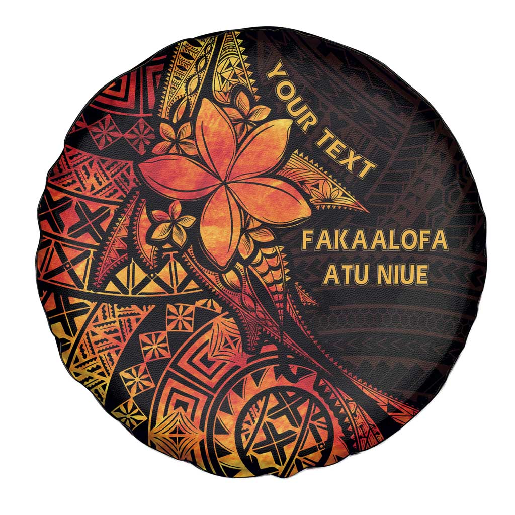 Niue Fakaalofa Atu Personalised Spare Tire Cover Whale Hiapo Fiery Motif LT7 - Polynesian Pride