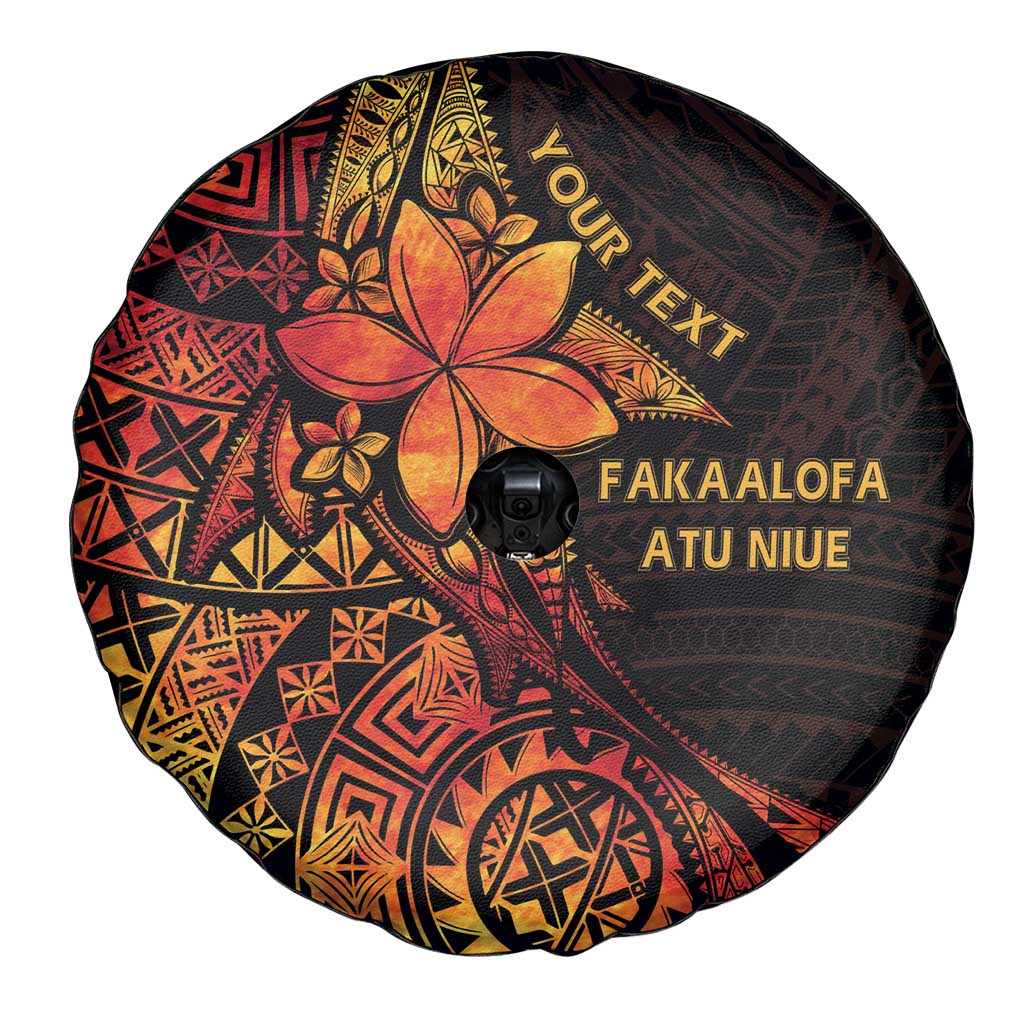 Niue Fakaalofa Atu Personalised Spare Tire Cover Whale Hiapo Fiery Motif LT7 - Polynesian Pride