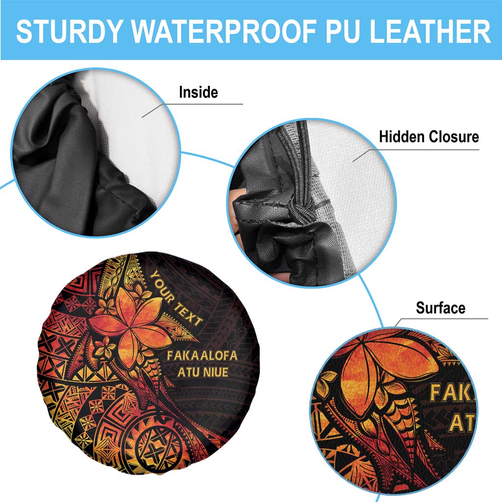 Niue Fakaalofa Atu Personalised Spare Tire Cover Whale Hiapo Fiery Motif LT7 - Polynesian Pride