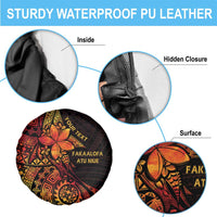 Niue Fakaalofa Atu Personalised Spare Tire Cover Whale Hiapo Fiery Motif LT7 - Polynesian Pride