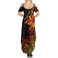 Niue Fakaalofa Atu Personalised Summer Maxi Dress Whale Hiapo Fiery Motif LT7 - Polynesian Pride