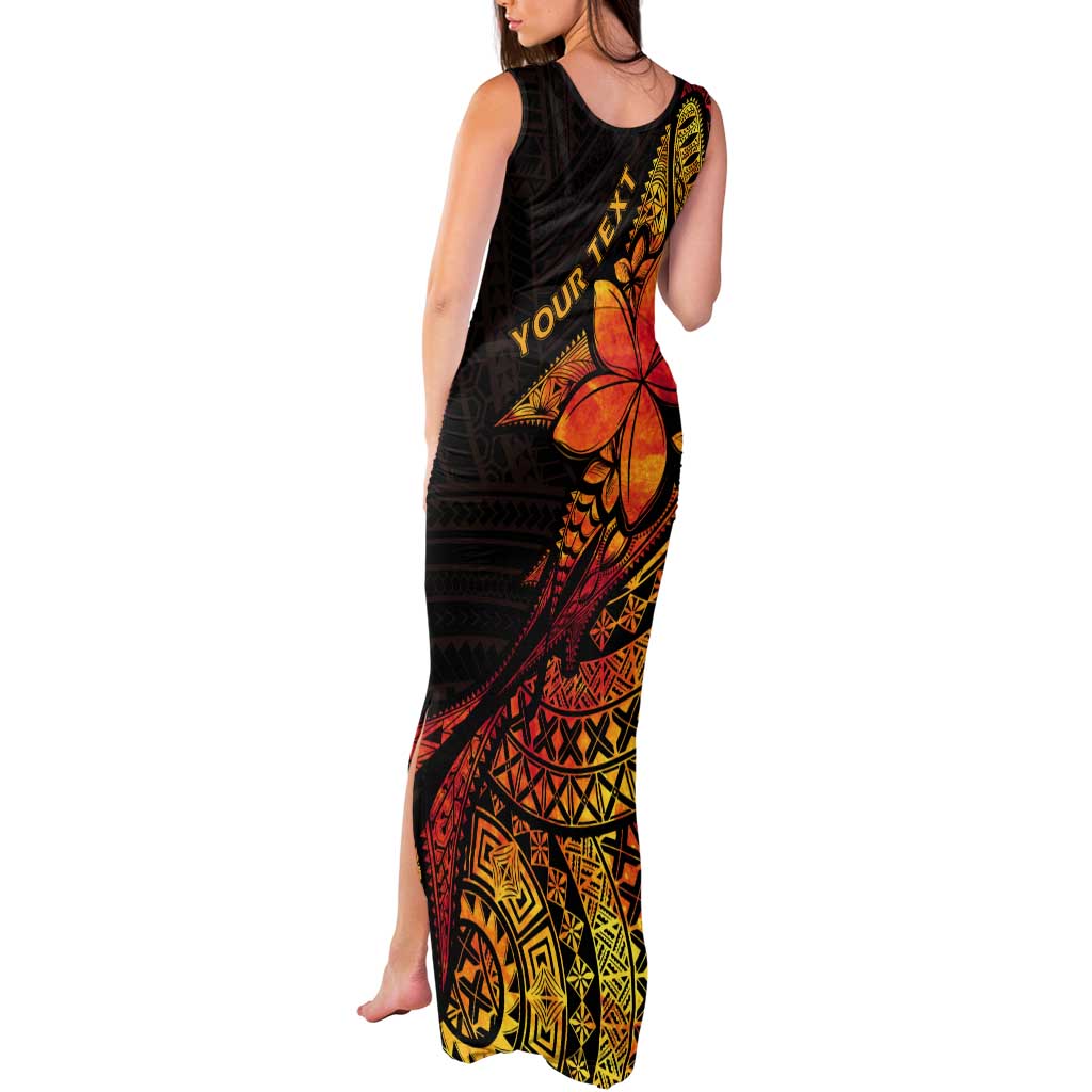Niue Fakaalofa Atu Personalised Tank Maxi Dress Whale Hiapo Fiery Motif LT7 - Polynesian Pride