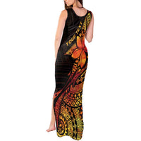 Niue Fakaalofa Atu Personalised Tank Maxi Dress Whale Hiapo Fiery Motif LT7 - Polynesian Pride