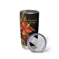 Niue Fakaalofa Atu Tumbler Cup Whale Hiapo Fiery Motif LT7 - Polynesian Pride