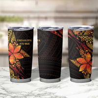 Niue Fakaalofa Atu Tumbler Cup Whale Hiapo Fiery Motif LT7 - Polynesian Pride