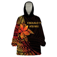 Niue Fakaalofa Atu Personalised Wearable Blanket Hoodie Whale Hiapo Fiery Motif LT7 One Size Art - Polynesian Pride