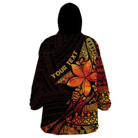 Niue Fakaalofa Atu Personalised Wearable Blanket Hoodie Whale Hiapo Fiery Motif LT7 - Polynesian Pride