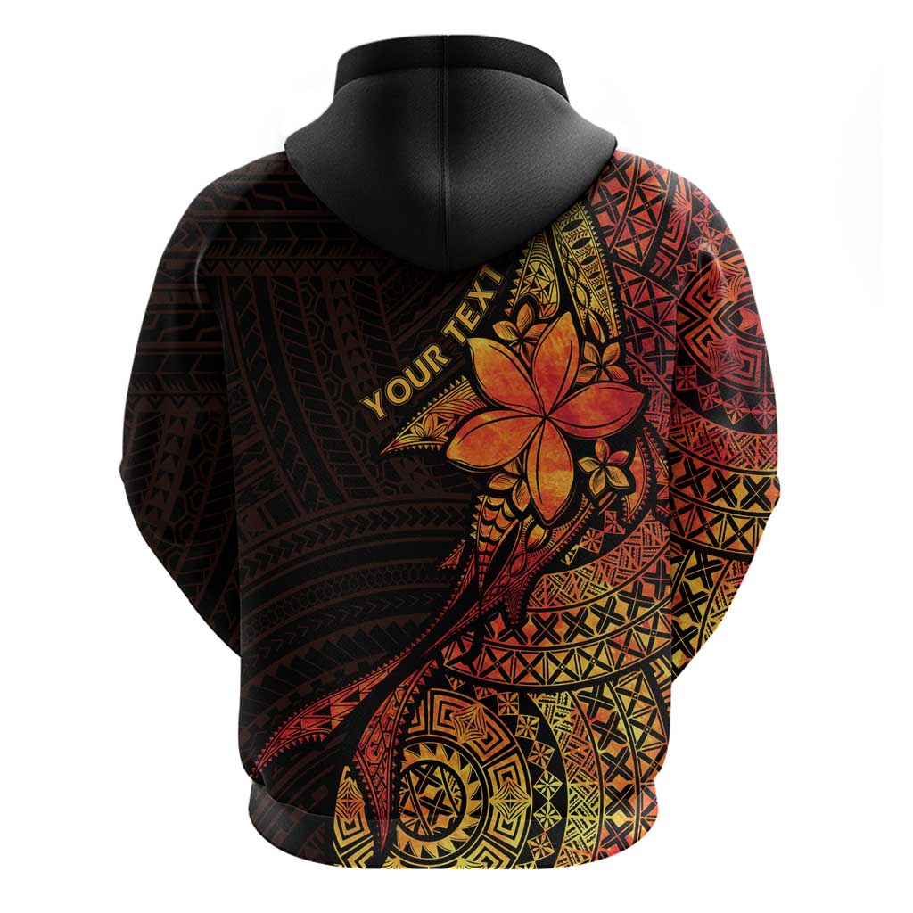 Niue Fakaalofa Atu Personalised Zip Hoodie Whale Hiapo Fiery Motif LT7 - Polynesian Pride