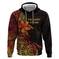 Niue Fakaalofa Atu Personalised Zip Hoodie Whale Hiapo Fiery Motif LT7 Pullover Hoodie Art - Polynesian Pride