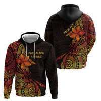 Niue Fakaalofa Atu Personalised Zip Hoodie Whale Hiapo Fiery Motif LT7 - Polynesian Pride
