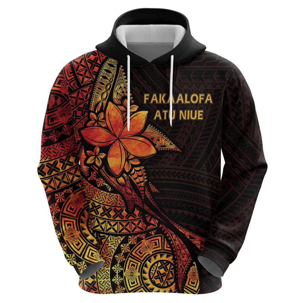 Niue Fakaalofa Atu Personalised Zip Hoodie Whale Hiapo Fiery Motif LT7 - Polynesian Pride