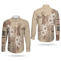 Samoa AIGA Mamanu Siapo Malu Motifs Couples Matching Off Shoulder Maxi Dress and Long Sleeve Button Shirt