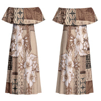 Samoa AIGA Mamanu Siapo Malu Motifs Couples Matching Off Shoulder Maxi Dress and Long Sleeve Button Shirt