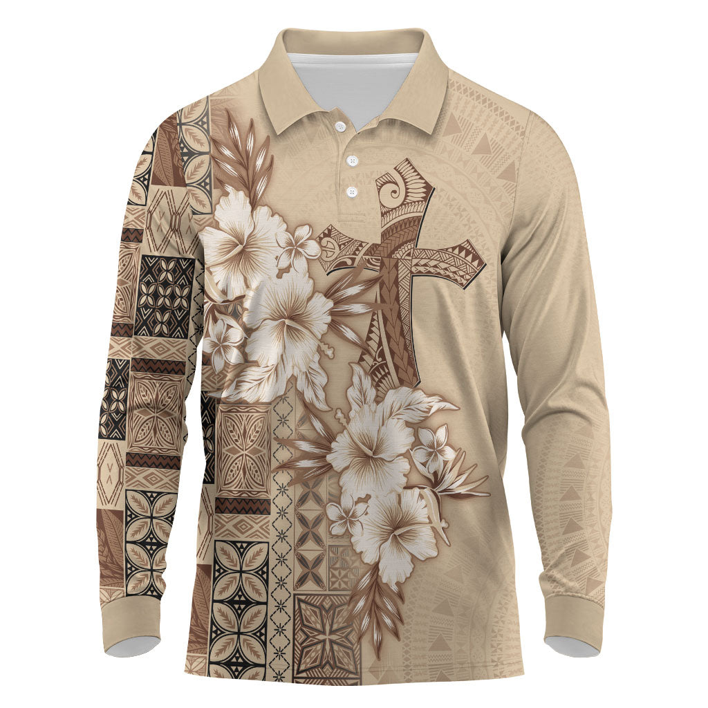 Samoa AIGA Mamanu Siapo Malu Motifs Long Sleeve Polo Shirt