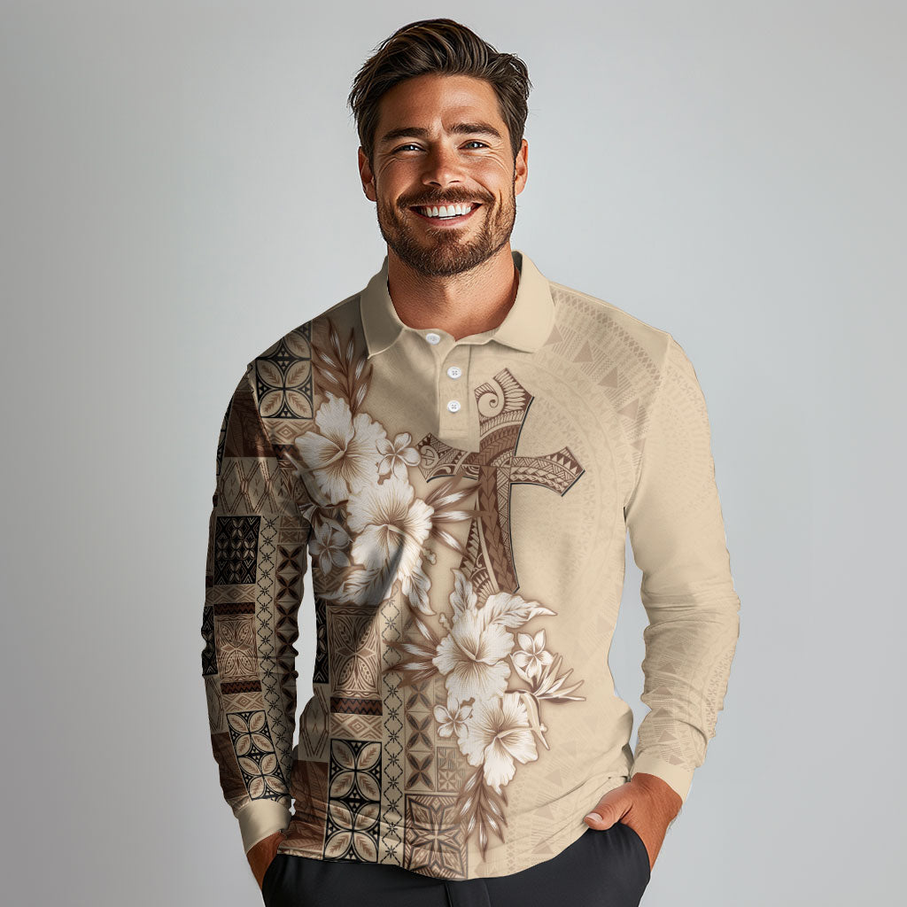 Samoa AIGA Mamanu Siapo Malu Motifs Long Sleeve Polo Shirt