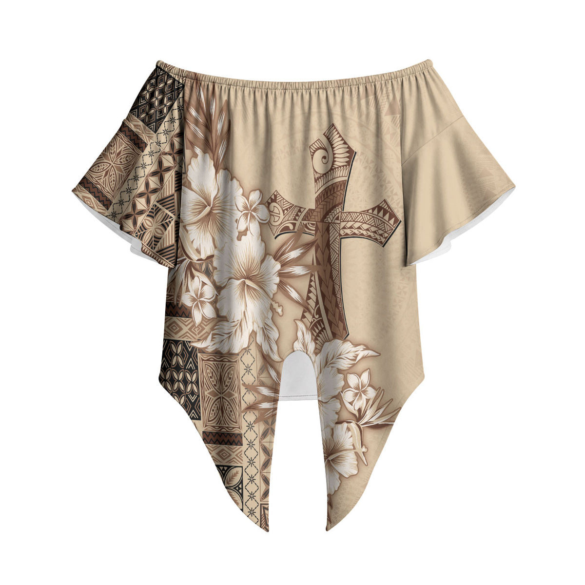 Samoa AIGA Mamanu Siapo Malu Motifs Off Shoulder Wrap Waist Top