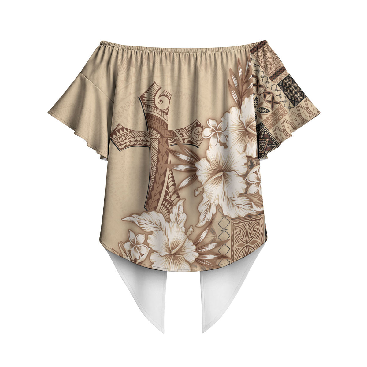 Samoa AIGA Mamanu Siapo Malu Motifs Off Shoulder Wrap Waist Top