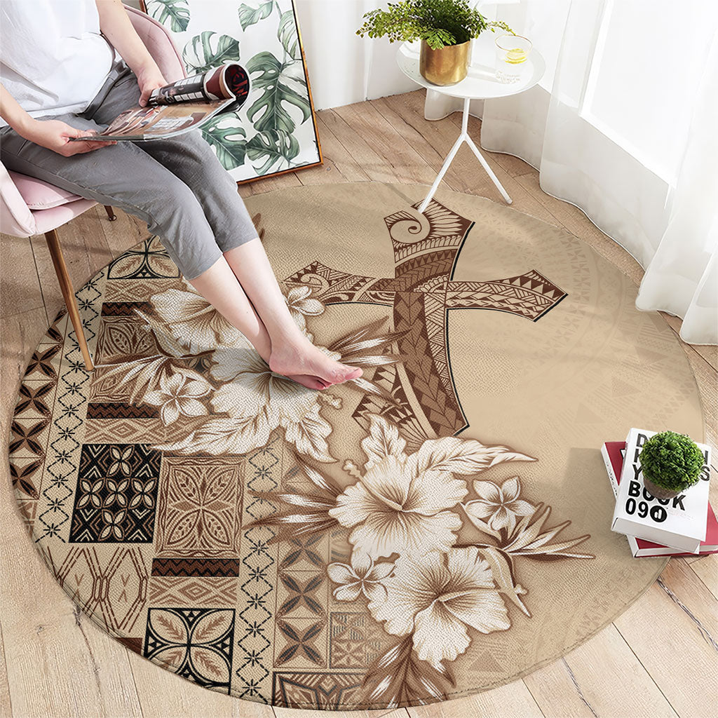 Samoa AIGA Mamanu Siapo Malu Motifs Round Carpet