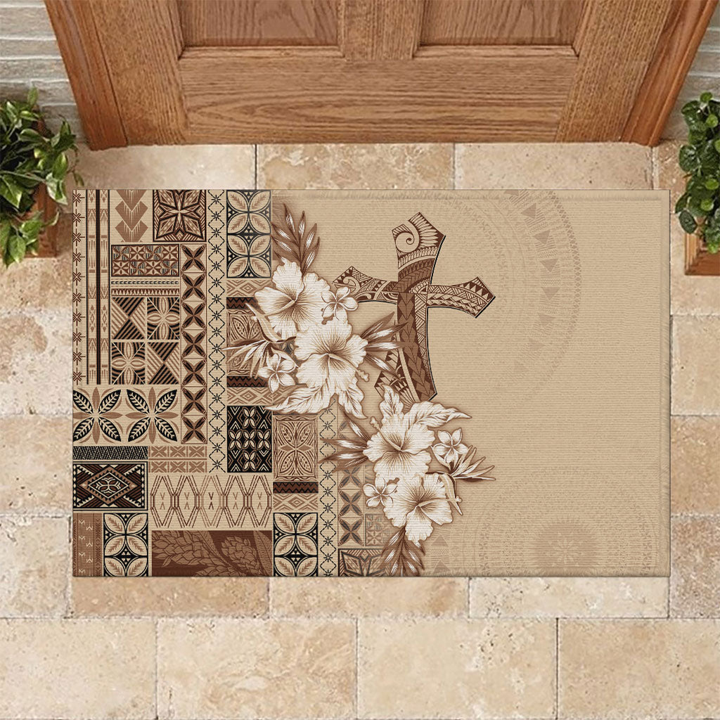 Samoa AIGA Mamanu Siapo Malu Motifs Rubber Doormat LT7 Beige - Polynesian Pride