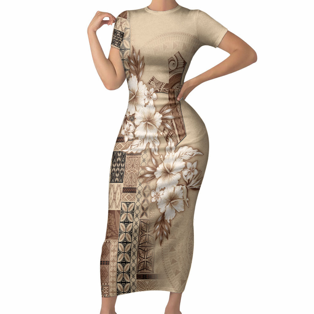 Samoa AIGA Mamanu Siapo Malu Motifs Short Sleeve Bodycon Dress