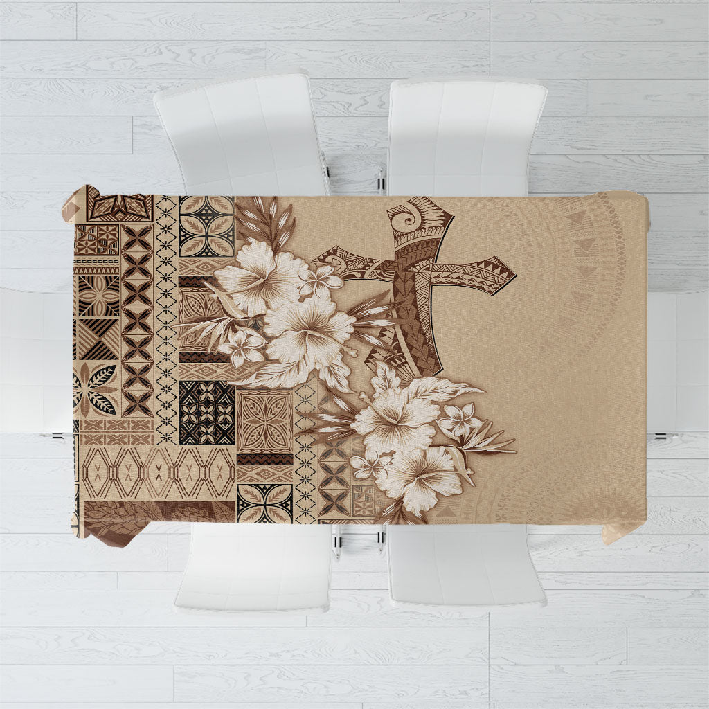 Samoa AIGA Mamanu Siapo Malu Motifs Tablecloth LT7 Beige - Polynesian Pride