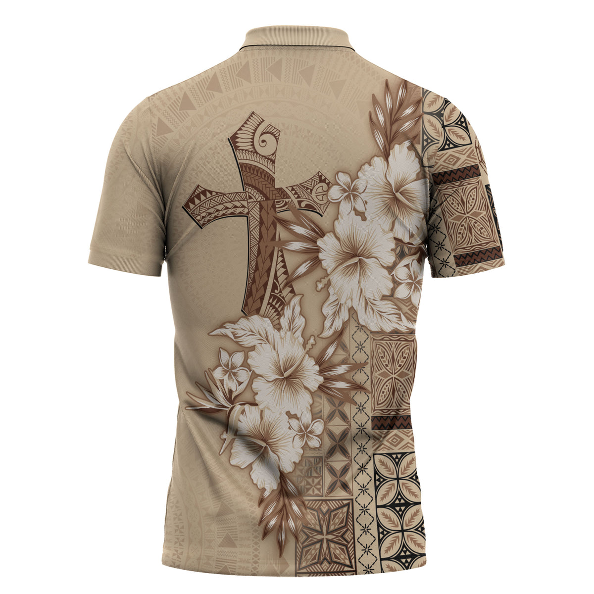 Samoa AIGA Mamanu Siapo Malu Motifs Zipper Polo Shirt