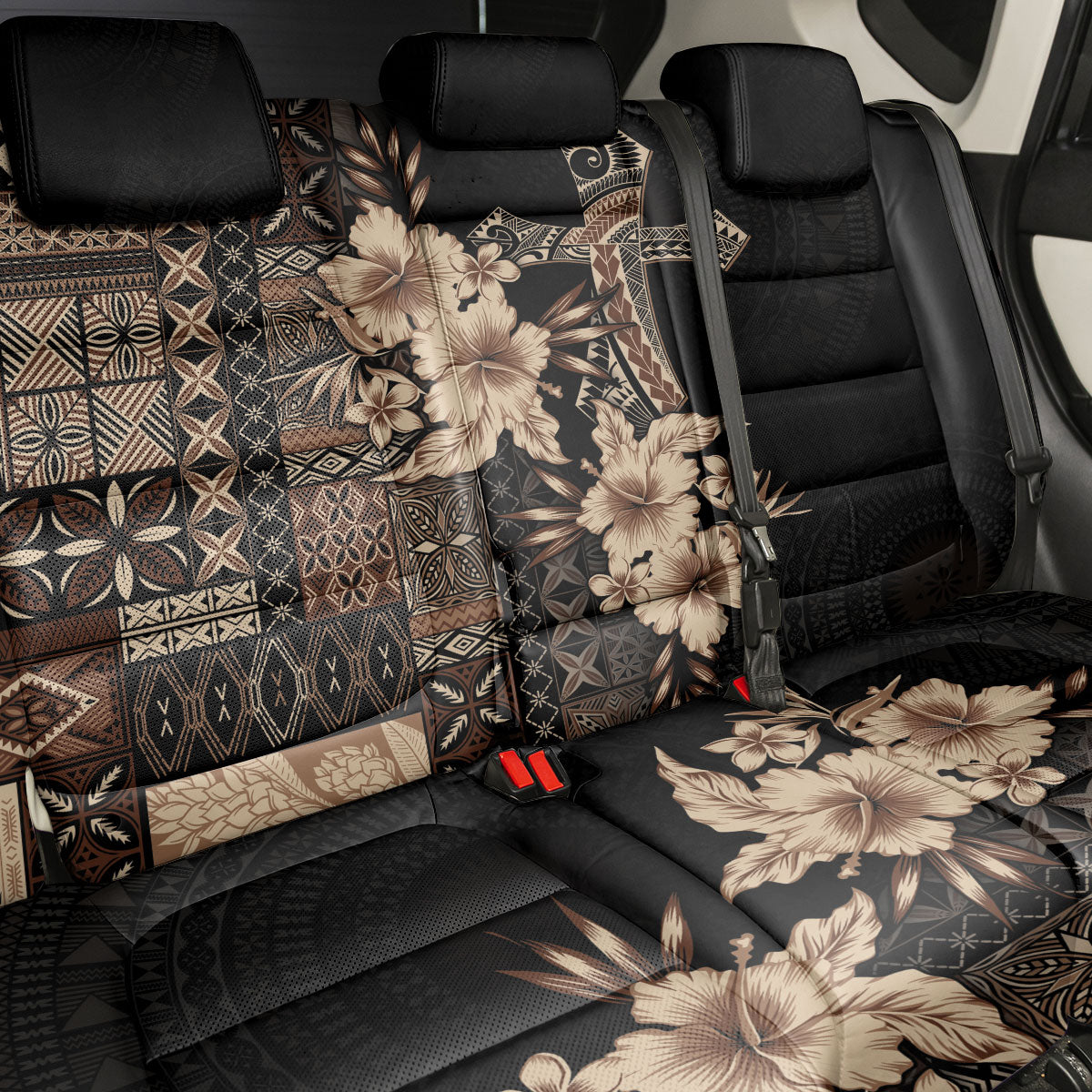 Samoa AIGA Mamanu Siapo Malu Motifs Back Car Seat Cover Black Ver