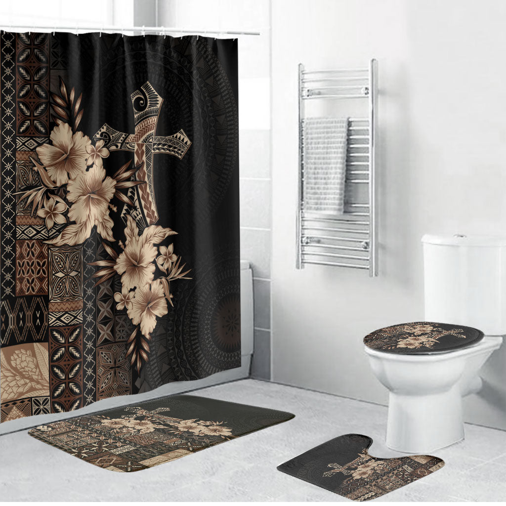 Samoa AIGA Mamanu Siapo Malu Motifs Bathroom Set Black Ver