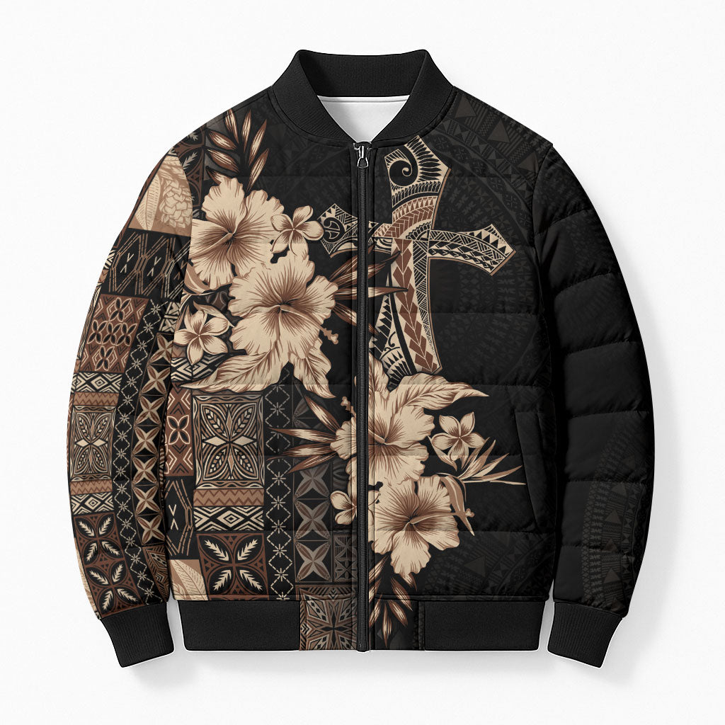 Samoa AIGA Mamanu Siapo Malu Motifs Bomber Puffer Jacket Black Ver