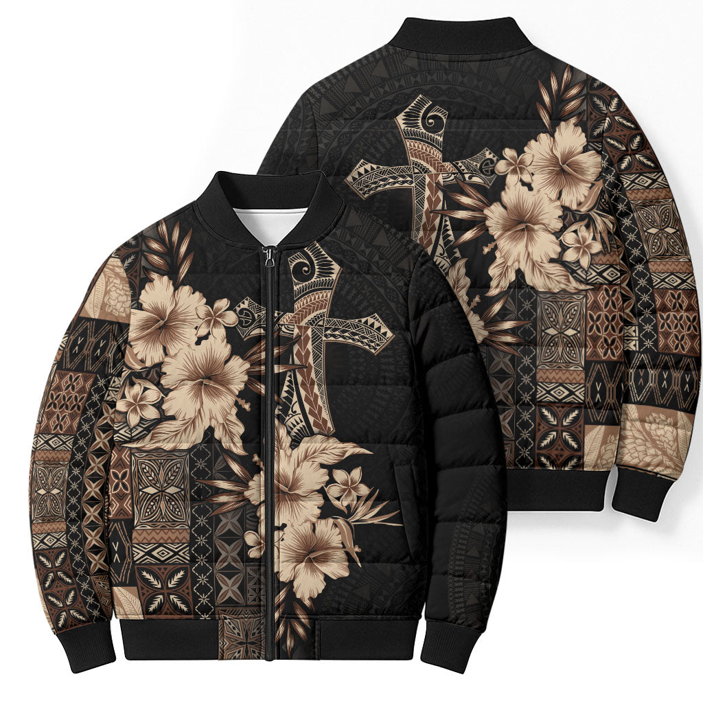 Samoa AIGA Mamanu Siapo Malu Motifs Bomber Puffer Jacket Black Ver