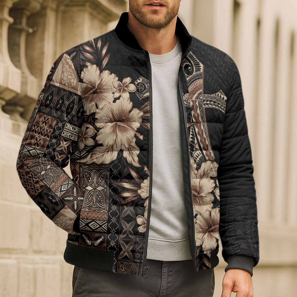 Samoa AIGA Mamanu Siapo Malu Motifs Bomber Puffer Jacket Black Ver