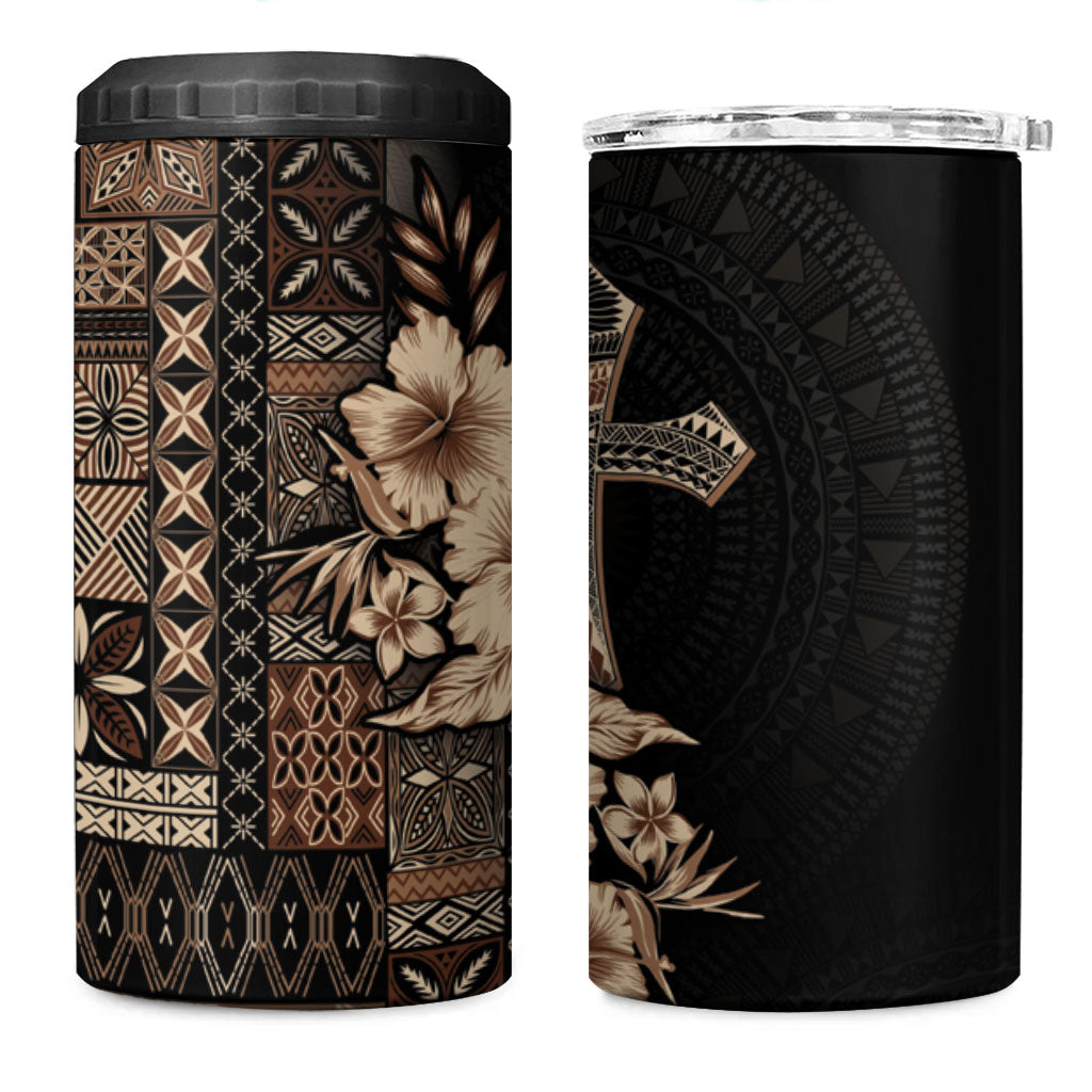 Samoa AIGA Mamanu Siapo Malu Motifs 4 in 1 Can Cooler Tumbler Black Ver