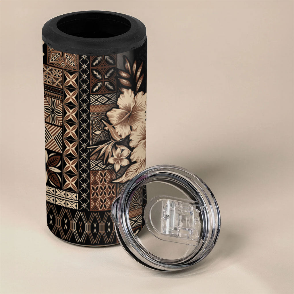Samoa AIGA Mamanu Siapo Malu Motifs 4 in 1 Can Cooler Tumbler Black Ver
