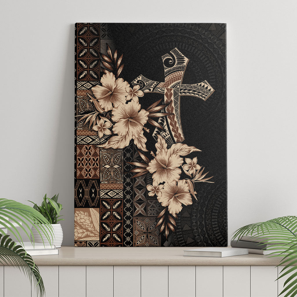 Samoa AIGA Mamanu Siapo Malu Motifs Canvas Wall Art Black Ver