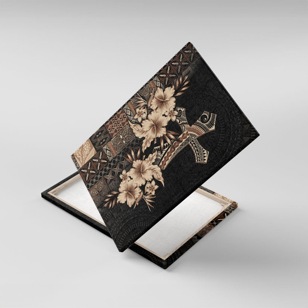 Samoa AIGA Mamanu Siapo Malu Motifs Canvas Wall Art Black Ver