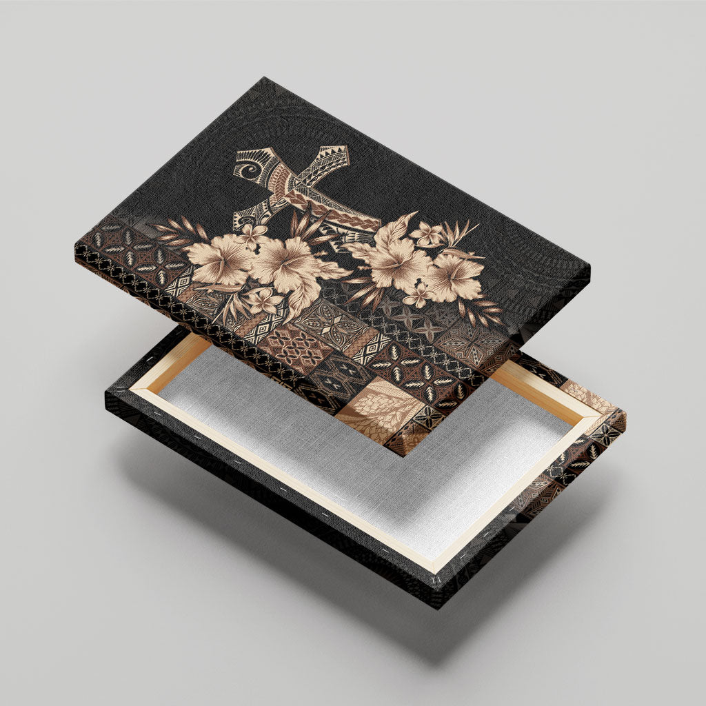 Samoa AIGA Mamanu Siapo Malu Motifs Canvas Wall Art Black Ver