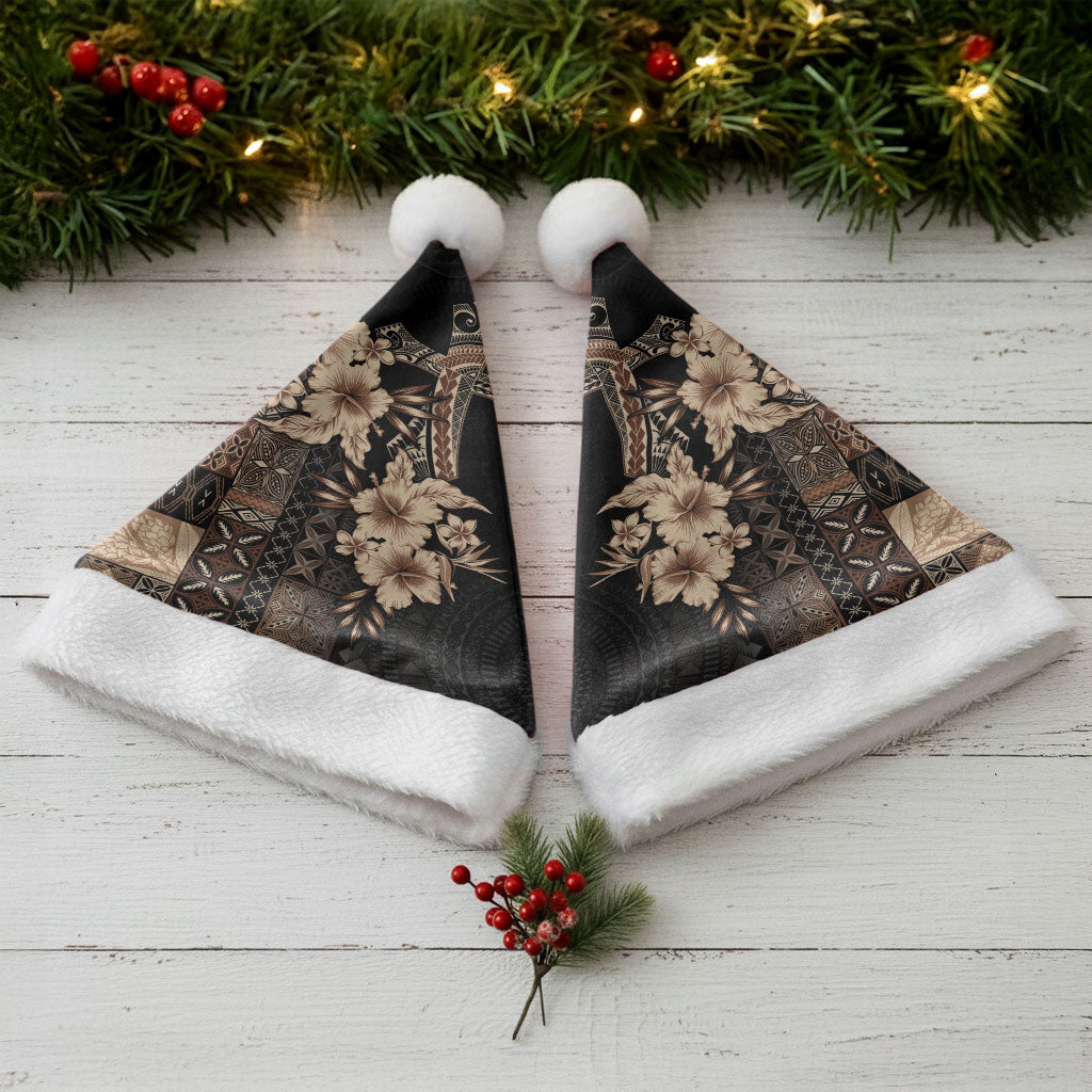 Samoa AIGA Mamanu Siapo Malu Motifs Christmas Santa Hat Black Ver