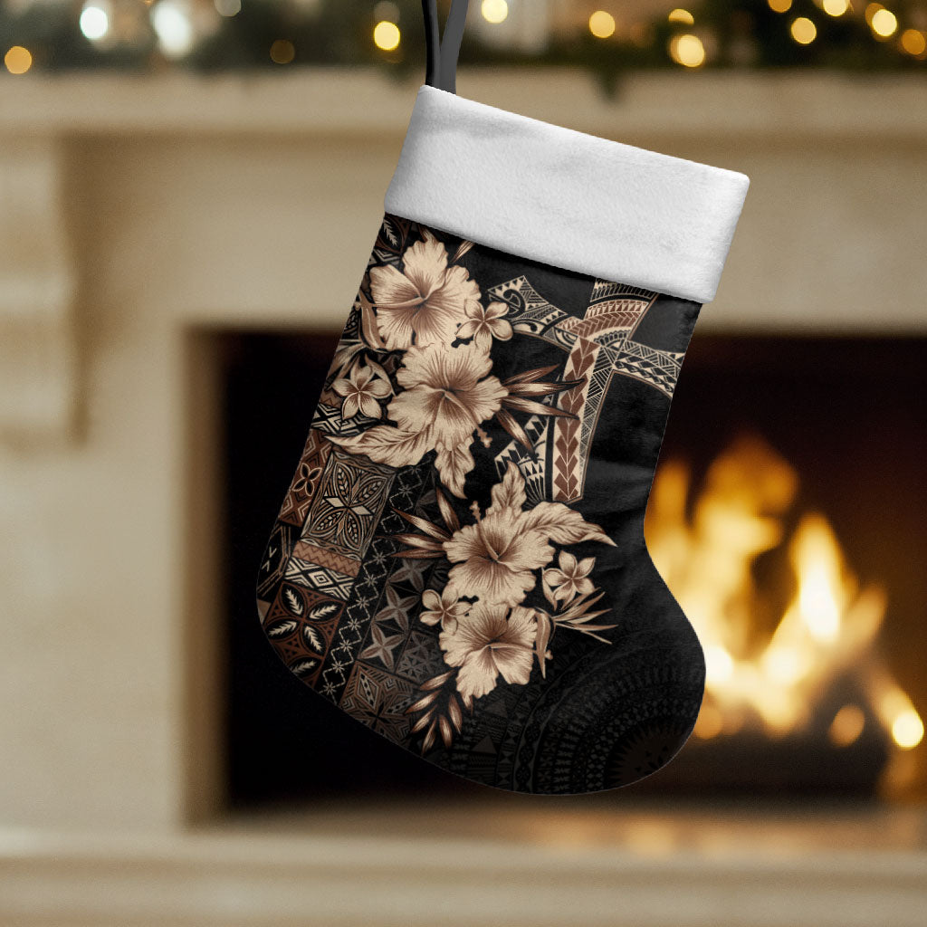 Samoa AIGA Mamanu Siapo Malu Motifs Christmas Stocking Black Ver