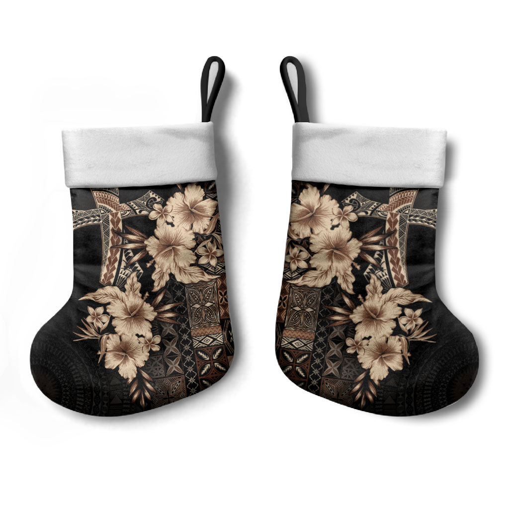 Samoa AIGA Mamanu Siapo Malu Motifs Christmas Stocking Black Ver