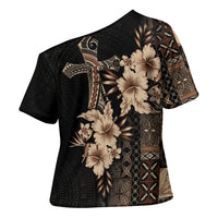 Samoa AIGA Mamanu Siapo Malu Motifs Cross Shoulder Shirt Black Ver