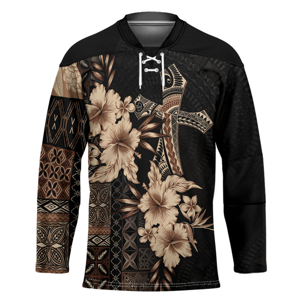 Samoa AIGA Mamanu Siapo Malu Motifs Hockey Jersey Black Ver LT7 Unisex Black - Polynesian Pride