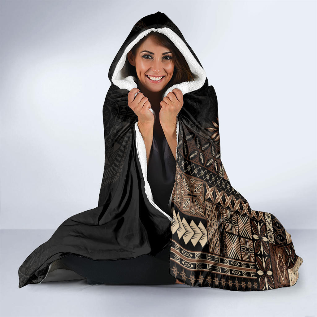 Samoa AIGA Mamanu Siapo Malu Motifs Hooded Blanket Black Ver