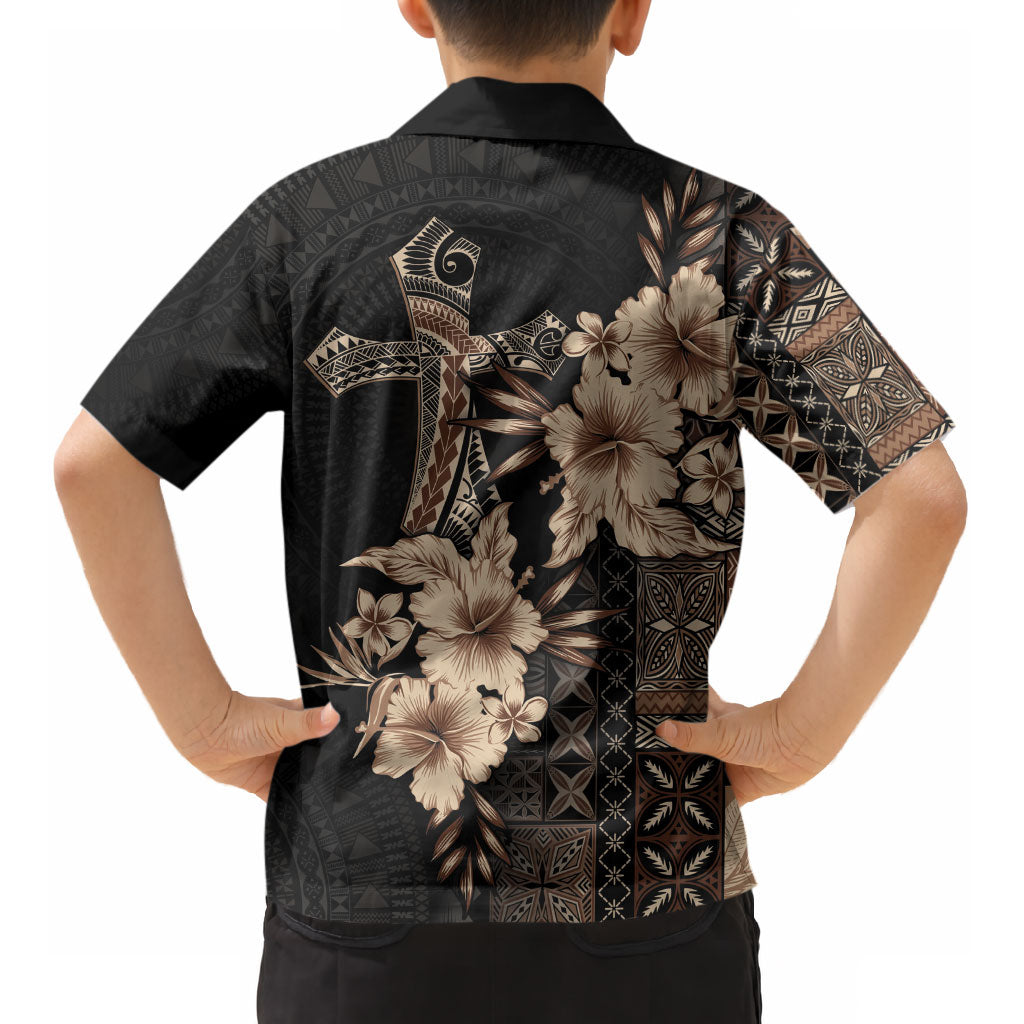 Samoa AIGA Mamanu Siapo Malu Motifs Kid Hawaiian Shirt Black Ver