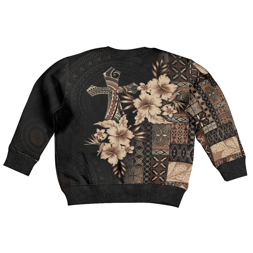 Samoa AIGA Mamanu Siapo Malu Motifs Kid Ugly Christmas Sweater Black Ver