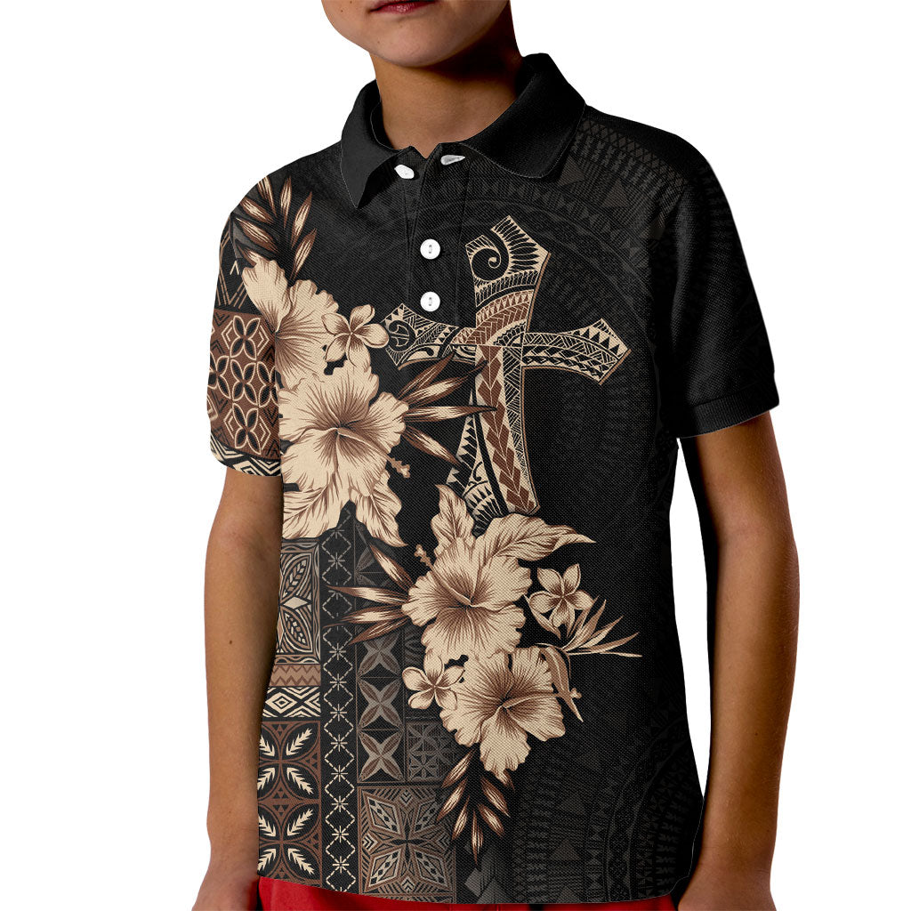 Samoa AIGA Mamanu Siapo Malu Motifs Kid Polo Shirt Black Ver